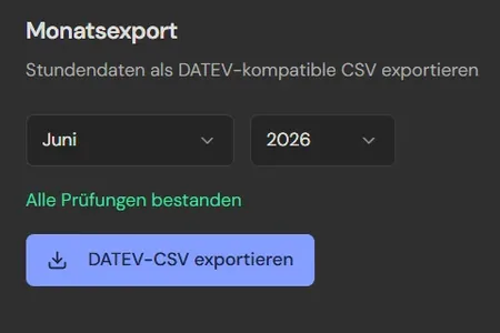Monatsexport im Adminbereich mit dem Knopf DATEV-CSV exportieren