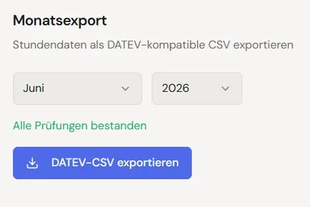 Monatsexport im Adminbereich mit dem Knopf DATEV-CSV exportieren