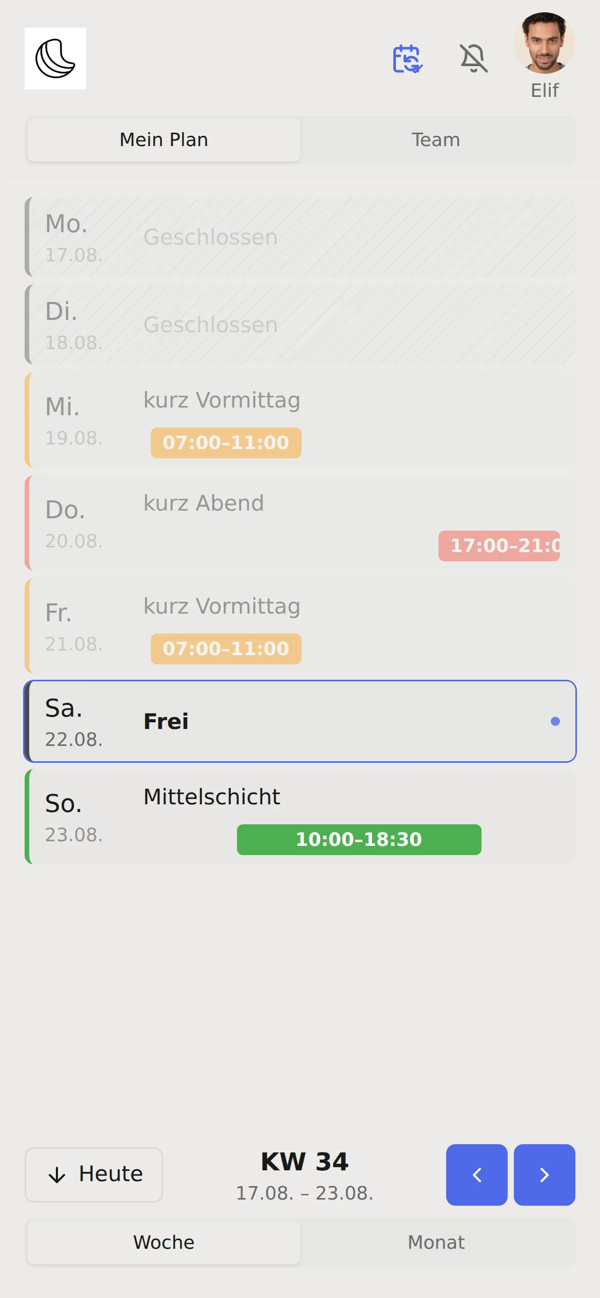 Klok Mitarbeiter-App — Original-Screenshot aus der App