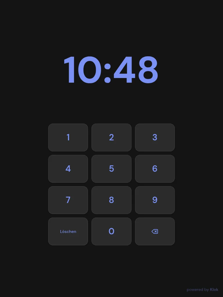 Klok PIN-Terminal — Original-Screenshot aus der App